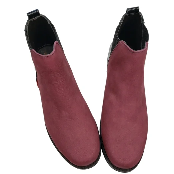 Marc JosephNIB Williamsburg Bootie Wine Nubuck Leather Pull On Boots Girl 3.5